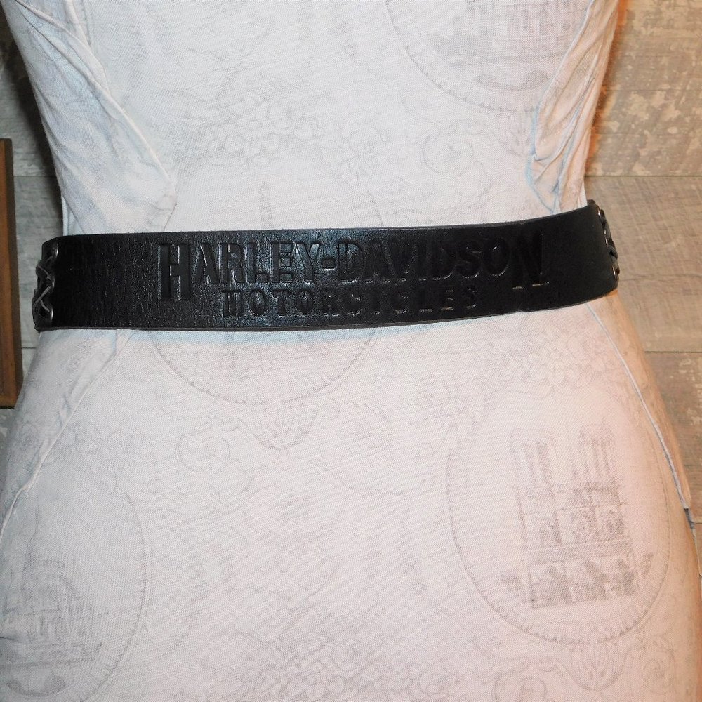 Harley Davidson Leather Tie Wrap Belt Black